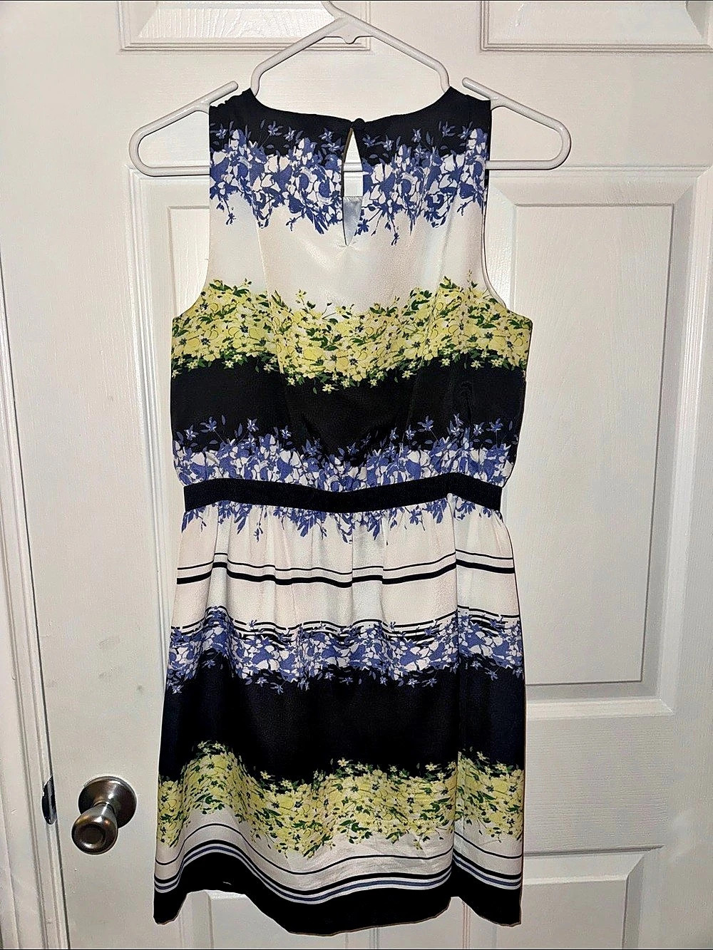LOFT Floral Mini Dress in Black & White Size Medium